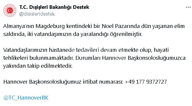 Almanya'daki Noel pazarı saldırısında 2 Türk yaralandı