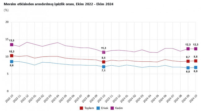 TÜİK: İşsizlik oranı yüzde 8,8 oldu